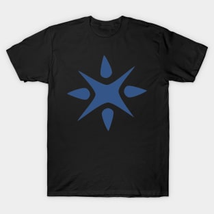 Large Geometric abstract snowflake in royal blue T-Shirt